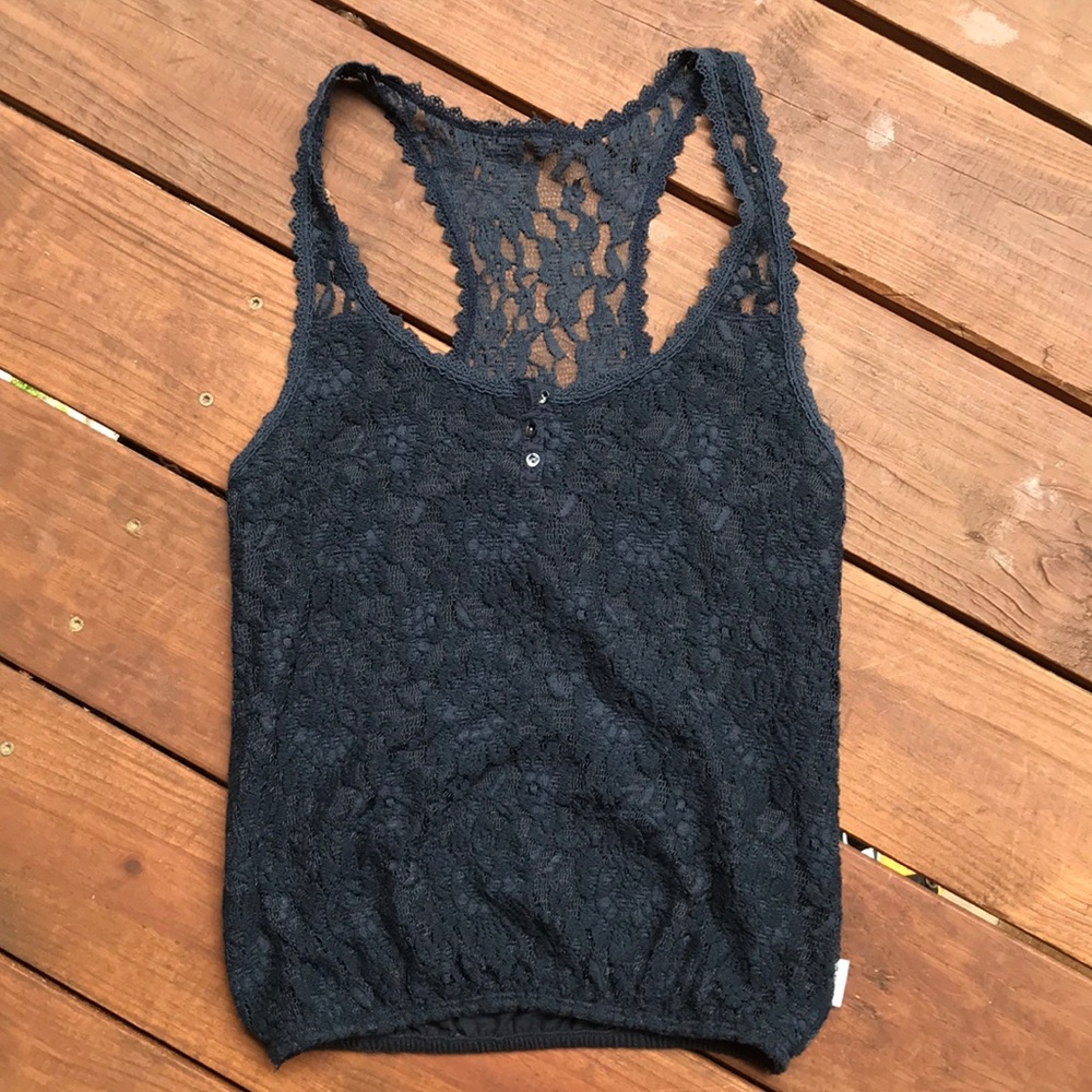 Navy lace tank